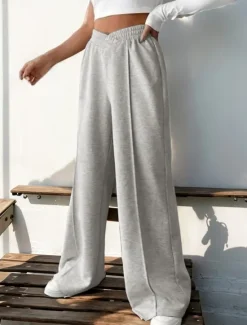 New Women's Sweatpants Chinos Pants Trousers Fashion Streetwear Casual Full Length High Waist Solid Color Elastic Waistband Comfy Soft Comfortable Stretchy Outdoor Street Light Gray Dark Gray Black Women Pants