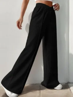 New Women's Sweatpants Chinos Pants Trousers Fashion Streetwear Casual Full Length High Waist Solid Color Elastic Waistband Comfy Soft Comfortable Stretchy Outdoor Street Light Gray Dark Gray Black Women Pants