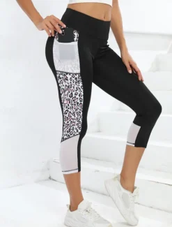 New Women's Sweatpants Chinos Fashion Streetwear Full Length High Waist Leopard Pocket Elastic Waistband Comfy Soft Comfortable Micro-elastic Outdoor Street Light Pink Brown black Robin's Egg Blue White Women Leggings
