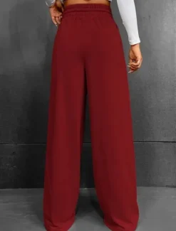 Discount Women's Sweatpants Chinos Fashion Streetwear Basic Full Length High Waist Plain Pocket Elastic Waistband Comfy Soft Comfortable Stretchy Outdoor Street Golden Wine Sky Blue Gray Summer Spring Loose Women Pants