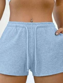 Discount Women's Sweatpants Chinos Shorts Vacation Vintage Fashion Short High Waist Plain Pocket Elastic Waistband Comfy Soft Comfortable Micro-elastic Outdoor Street Sky Blue Light Grey Light Green Summer Women Shorts