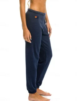 Sale Women's Sweatpants Chinos Vacation Fashion Streetwear Full Length High Waist Striped Patchwork Elastic Waistband Comfy Soft Comfortable Stretchy Outdoor Vacation Street Black Dark Blue Gray Summer Women Women's Sweatpants & Joggers