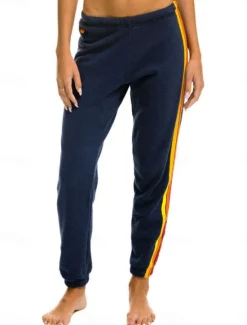 Sale Women's Sweatpants Chinos Vacation Fashion Streetwear Full Length High Waist Striped Patchwork Elastic Waistband Comfy Soft Comfortable Stretchy Outdoor Vacation Street Black Dark Blue Gray Summer Women Women's Sweatpants & Joggers