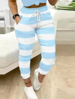 Discount Women's Sweatpants Joggers Chinos Active Casual Athletic Ankle-Length High Waist Star Striped Pocket Drawstring Elastic Waist Breathability Comfortable Micro-elastic Outdoor Sports Daily Wear Dark Women Pants