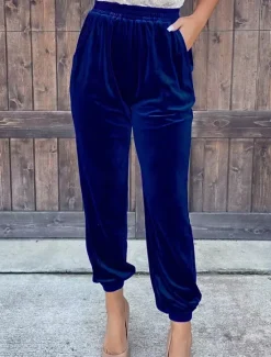 New Women's Sweatpants Joggers Velvet Pants Trousers Full Length Pocket Micro-elastic High Waist Fashion Streetwear Party Dark Brown Black S M Fall & Winter Women Pants