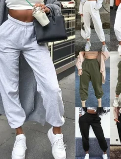 Hot Women's Sweatpants Joggers Fashion Streetwear Casual Full Length High Waist Solid Color Pocket Elastic Waist Comfort Breathability Soft Micro-elastic Vacation Street Sport Black thin section Gray Women Pants