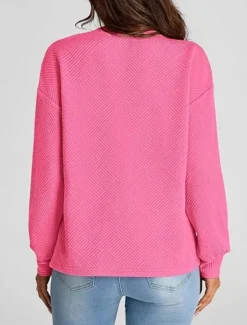 Discount Women's Sweatshirt Casual Street Dailywear Crew Neck Pocket Long Sleeve Black Fuchsia Green Gray Fall Winter Women Hoodies & Sweatshirts