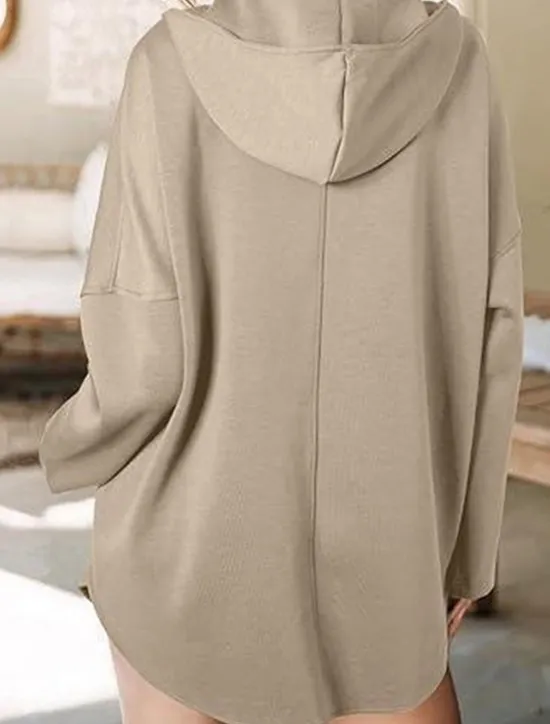 Sale Women's Sweatshirt Casual Plain Street Dailywear Turtleneck Patchwork Long Sleeve White Khaki Gray Fall Winter Women Hoodies & Sweatshirts