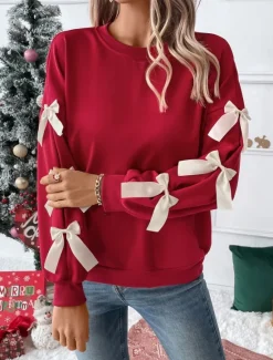 New Women's Sweatshirt Casual Plain Street Dailywear Crew Neck Patchwork Long Sleeve Fall Winter Women Hoodies & Sweatshirts
