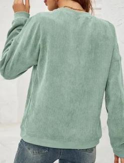 Clearance Women's Sweatshirt Casual Plain Street Dailywear Crew Neck Long Sleeve Pink Green Fall Winter Women Hoodies & Sweatshirts