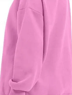 Online Women's Sweatshirt Casual Plain Street Dailywear Crew Neck Pocket Long Sleeve Black Pink Khaki Fall Winter Women Hoodies & Sweatshirts