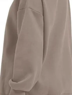 Online Women's Sweatshirt Casual Plain Street Dailywear Crew Neck Pocket Long Sleeve Black Pink Khaki Fall Winter Women Hoodies & Sweatshirts