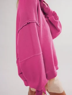 Women's Sweatshirt Casual Plain Street Dailywear V Neck Buttons Long Sleeve White Fuchsia Green Fall Winter Women Hoodies & Sweatshirts