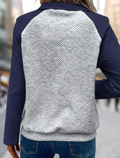 Outlet Women's Sweatshirt Casual Street Dailywear V Neck Patchwork Buttons Pocket Long Sleeve Fall Winter Women Hoodies & Sweatshirts