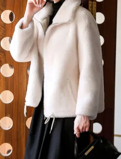 Clearance Women's Sweatshirt Casual Sherpa Plain Street Dailywear Turtleneck Zipper Pocket Long Sleeve White Light Green Khaki Fall Winter Women Hoodies & Sweatshirts
