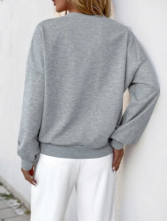 Sale Women's Sweatshirt Casual Plain Street Dailywear Crew Neck Patchwork Long Sleeve Fall Winter Women Hoodies & Sweatshirts