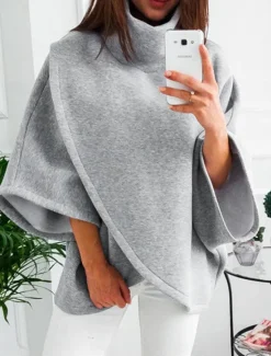 Discount Women's Sweatshirt Casual Plain Street Dailywear Turtleneck Patchwork Long Sleeve Fall Winter Women Hoodies & Sweatshirts
