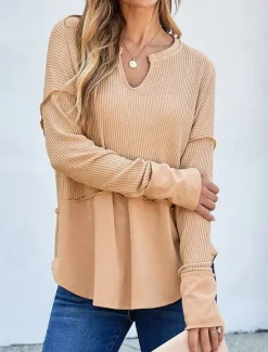Hot Women's Sweatshirt Casual Plain Street Dailywear V Neck Long Sleeve White Blue Khaki Fall Winter Women Hoodies & Sweatshirts