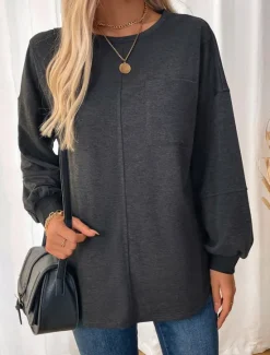 Discount Women's Sweatshirt Casual Plain Street Dailywear Crew Neck Print Long Sleeve Fall Winter Women Hoodies & Sweatshirts