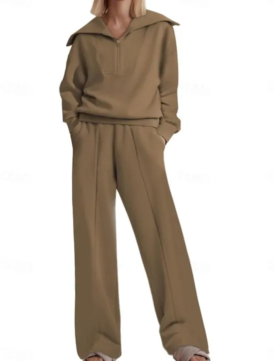 Hot Women's Sweatshirt Chinos Long Sleeve Ombre Navy Blue Khaki Gray Spring Regular Fit Women Two Piece Sets