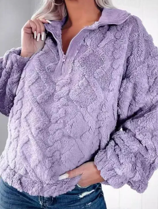 Hot Women's Sweatshirt Elegant Fashion Comfrt Fleece Plain Work Dailywear Casual Hoodie Zipper Loose Fit Long Sleeve Pink Purple Khaki Light Grey Fall Winter Women Hoodies & Sweatshirts