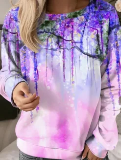 Outlet Women's Sweatshirt Floral Graphic Dailywear Print Casual Loose Fit Crew Neck Long Sleeve Inelastic Spring Fall Winter Comfrt Breathable Soft Fabric Women Hoodies & Sweatshirts