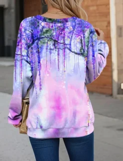 Outlet Women's Sweatshirt Floral Graphic Dailywear Print Casual Loose Fit Crew Neck Long Sleeve Inelastic Spring Fall Winter Comfrt Breathable Soft Fabric Women Hoodies & Sweatshirts