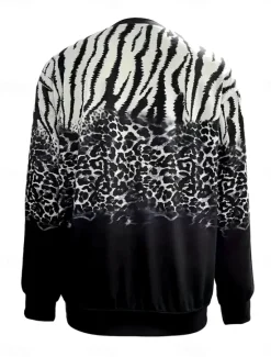 Discount Women's Sweatshirt Leopard Street Dailywear Print Casual Crew Neck Long Sleeve Micro-elastic Fall Winter Comfrt Breathable Soft Fabric Women Hoodies & Sweatshirts