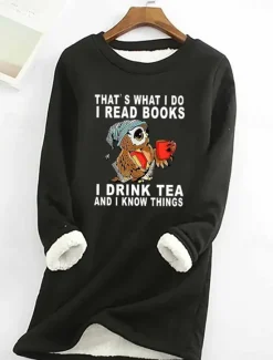 Hot Women's Sweatshirt Pullover Sherpa Graphic Letter Casual Sports Warm Fuzzy Comfrt Round Neck Long Sleeve Top Micro-elastic Fall & Winter Comfrt Breathable Soft Fabric Women Hoodies & Sweatshirts