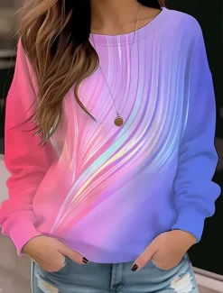 Sale Women's Sweatshirt Pullover Floral Cat Street Casual Vintage Sports Basic Round Neck Long Sleeve Top Micro-elastic Fall & Winter Comfrt Breathable Soft Fabric Women Hoodies & Sweatshirts