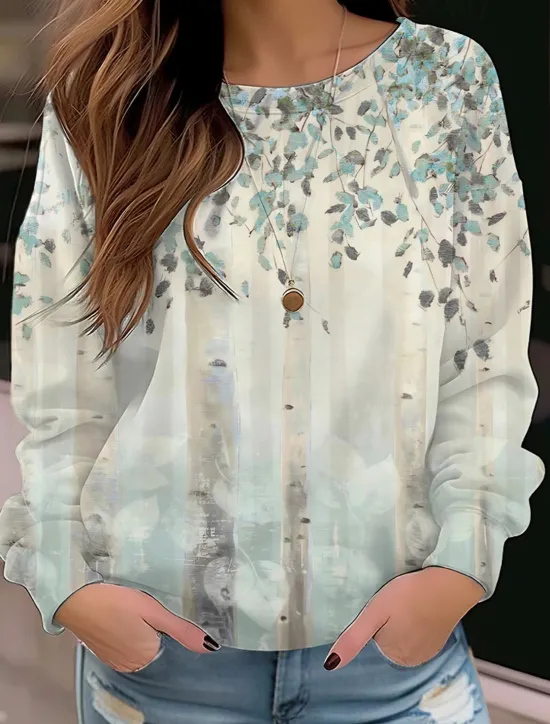 Sale Women's Sweatshirt Pullover Floral Cat Street Casual Vintage Sports Basic Round Neck Long Sleeve Top Micro-elastic Fall & Winter Comfrt Breathable Soft Fabric Women Hoodies & Sweatshirts