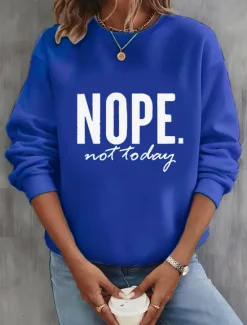 Women's Sweatshirt Pullover Letter Street Casual Sports Basic Round Neck Long Sleeve Top Micro-elastic Fall & Winter Comfrt Breathable Soft Fabric Women Hoodies & Sweatshirts