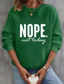 Women's Sweatshirt Pullover Letter Street Casual Sports Basic Round Neck Long Sleeve Top Micro-elastic Fall & Winter Comfrt Breathable Soft Fabric Women Hoodies & Sweatshirts
