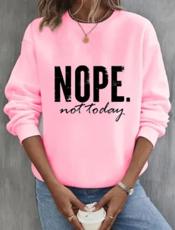 Women's Sweatshirt Pullover Letter Street Casual Sports Basic Round Neck Long Sleeve Top Micro-elastic Fall & Winter Comfrt Breathable Soft Fabric Women Hoodies & Sweatshirts
