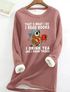 New Women's Sweatshirt Pullover Fleece Lined Warm Pajamas Sherpa Graphic Letter Casual Sports Warm Fuzzy Comfrt Round Neck Long Sleeve Top Micro-elastic Fall & Winter Comfrt Breathable Soft Fabric Women Women's Tops|Hoodies & Sweatshirts