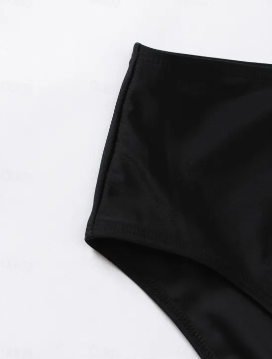 Discount Women's Swimsuits Bikini 2 Piece Briefs Swimsuit Backless Slim Vacation Beach Wear Solid Color Round Neck Sleeveless Bathing Suits Women Bikinis