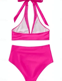 Sale Women's Swimsuits Bikini 2 Piece Briefs Swimsuit Backless Slim Vacation Beach Wear Leopard V Neck Sleeveless Bathing Suits Women Bikinis|Leopard Swimwear