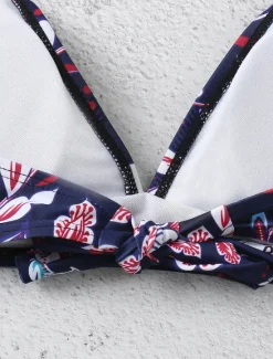 Hot Women's Swimsuits Bikini 2 Piece Cheeky Swimsuit Halter 2 Piece Open Back Sexy Tropical Sexy Floral V Wire Sleeveless Bathing Suits Women Bikinis