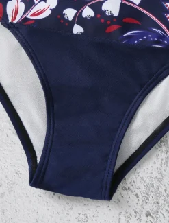 Hot Women's Swimsuits Bikini 2 Piece Cheeky Swimsuit Halter 2 Piece Open Back Sexy Tropical Sexy Floral V Wire Sleeveless Bathing Suits Women Bikinis