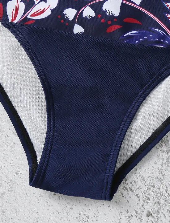 Hot Women's Swimsuits Bikini 2 Piece Cheeky Swimsuit Halter 2 Piece Open Back Sexy Tropical Sexy Floral V Wire Sleeveless Bathing Suits Women Bikinis