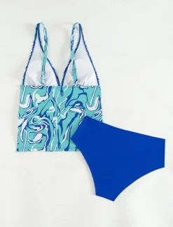 New Women's Swimsuits Bikini 2 Piece Cheeky Swimsuit Backless Slim Vacation Beach Wear Floral Halter Neck Sleeveless Bathing Suits Women Bikinis|Tankinis