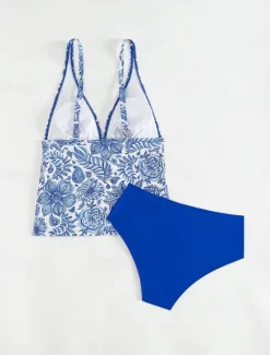New Women's Swimsuits Bikini 2 Piece Cheeky Swimsuit Backless Slim Vacation Beach Wear Floral Halter Neck Sleeveless Bathing Suits Women Bikinis|Tankinis