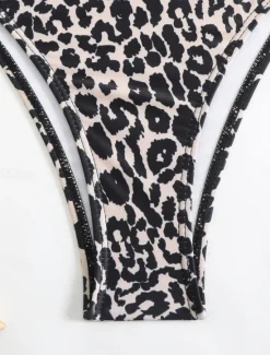 New Women's Swimsuits Bikini 2 Piece Cheeky Swimsuit Backless Slim Vacation Beach Wear Leopard Scoop Neck Sleeveless Bathing Suits Women Bikinis|Leopard Swimwear