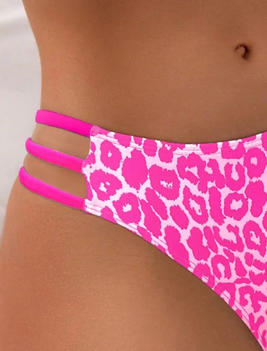New Women's Swimsuits Bikini 2 Piece Cheeky Swimsuit Backless Slim Vacation Beach Wear Leopard Scoop Neck Sleeveless Bathing Suits Women Bikinis|Leopard Swimwear