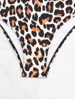 Discount Women's Swimsuits One Piece Monokini Swimsuit Backless Tummy Control High Waist Slim Vacation Beach Wear Solid Color Leopard Halter Neck Sleeveless Bathing Suits Women One-Pieces|Leopard Swimwear