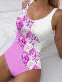 Women's Swimsuits One Piece Monokini Swimsuit Backless Tummy Control High Waist Slim Vacation Beach Wear Ombre U Neck Sleeveless Bathing Suits Women One-Pieces|Spring Swimwear