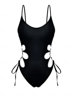Hot Women's Swimsuits One Piece Monokini Swimsuit Backless Tummy Control High Waist Slim Vacation Beach Wear Solid Color U Neck Sleeveless Bathing Suits Women One-Pieces