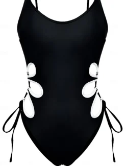 Hot Women's Swimsuits One Piece Monokini Swimsuit Backless Tummy Control High Waist Slim Vacation Beach Wear Solid Color U Neck Sleeveless Bathing Suits Women One-Pieces