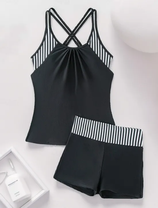 Online Women's Swimsuits One Piece Monokini Swimsuit Backless Tummy Control High Waist Slim Vacation Beach Wear Floral Stripe Halter Neck Sleeveless Bathing Suits Women Tankinis