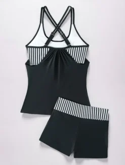 Online Women's Swimsuits One Piece Monokini Swimsuit Backless Tummy Control High Waist Slim Vacation Beach Wear Floral Stripe Halter Neck Sleeveless Bathing Suits Women Tankinis